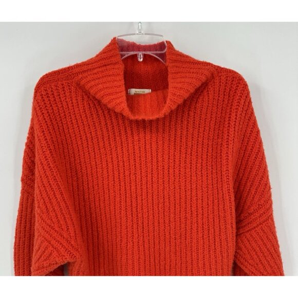 MAEVE ANTHROPOLOGIE ATHENA cowl neck sweater cropped ribbed wool alpaca red XS - Picture 3 of 9